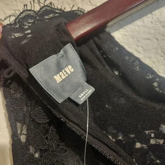 Anthropologie Maeve Black and Teal Floral Butterfly Swing Dress Small - Picture 5 of 6